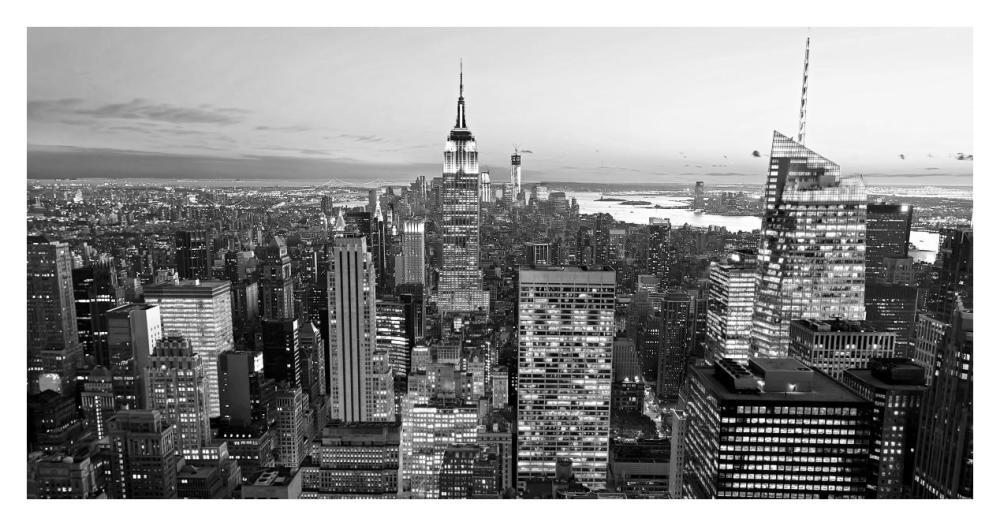 Aerial view of Manhattan, NYC-Paper Art-38"x20"