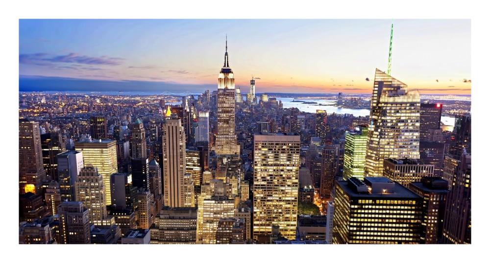 Aerial view of Manhattan, NYC-Paper Art-26"x14"