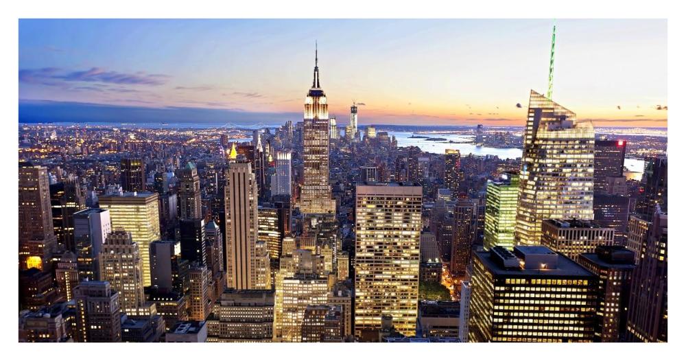 Aerial view of Manhattan, NYC-Paper Art-38"x20"