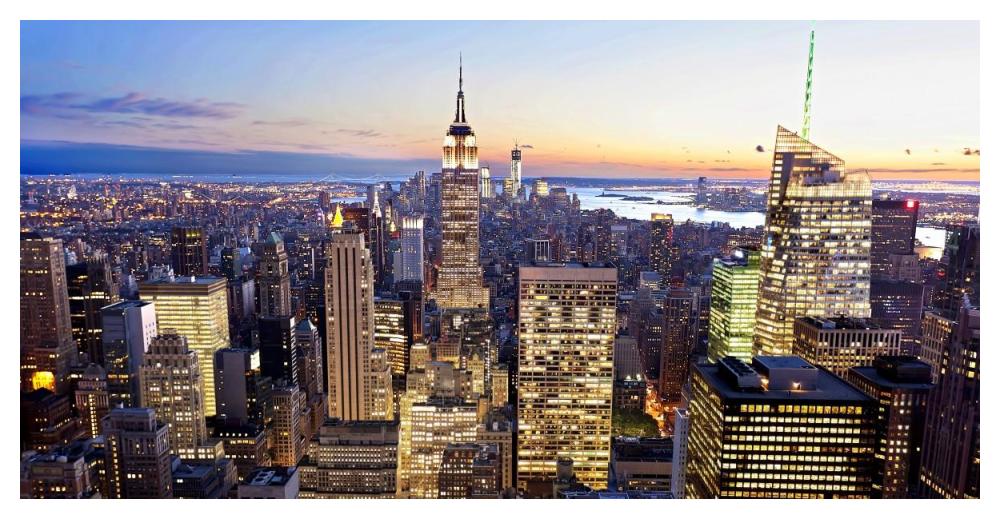 Aerial view of Manhattan, NYC-Paper Art-50"x26"