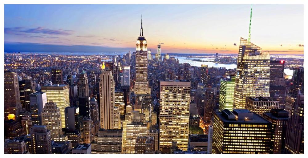 Aerial view of Manhattan, NYC-Paper Art-74"x38"