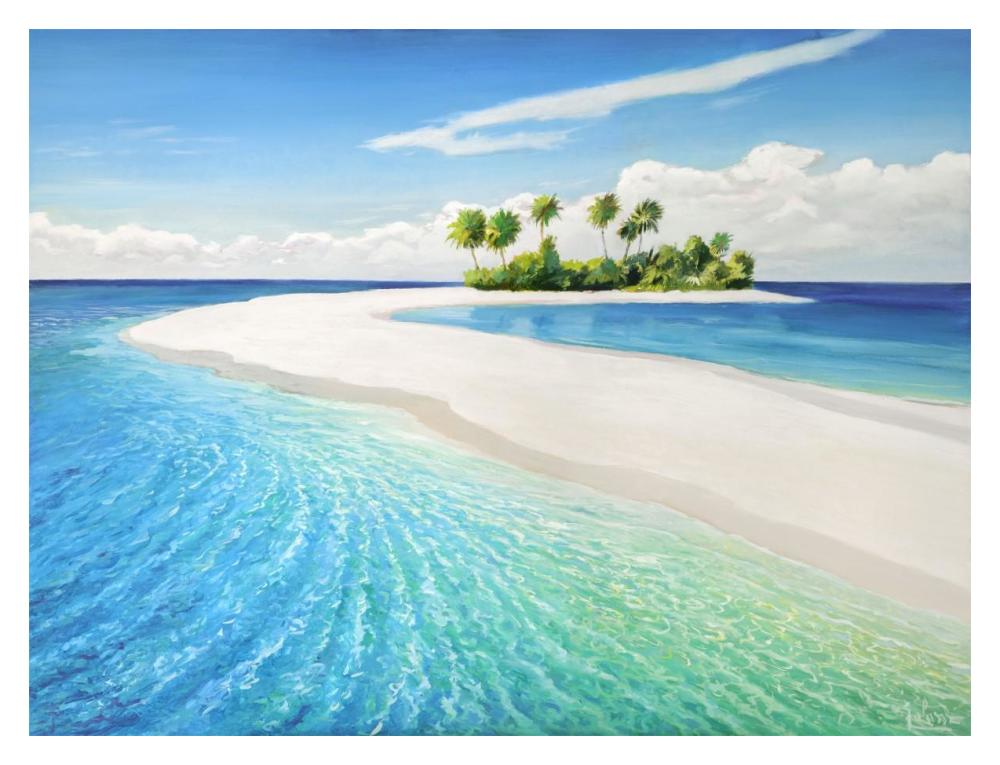 Isola tropicale-Paper Art-18"x14"