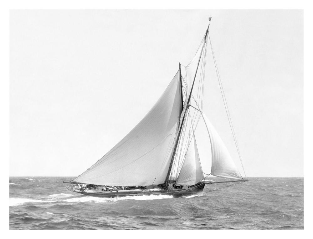 Cutter sailing on the ocean, 1910-Paper Art-34"x26"