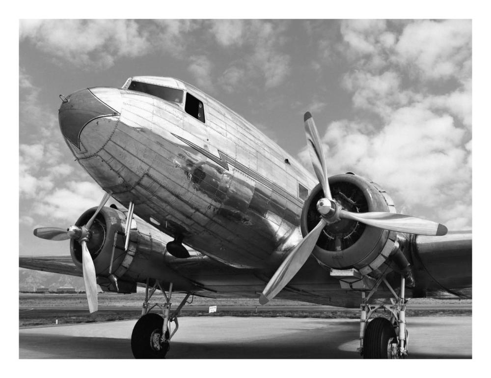 DC-3 in air field, Arizona-Paper Art-26"x20"