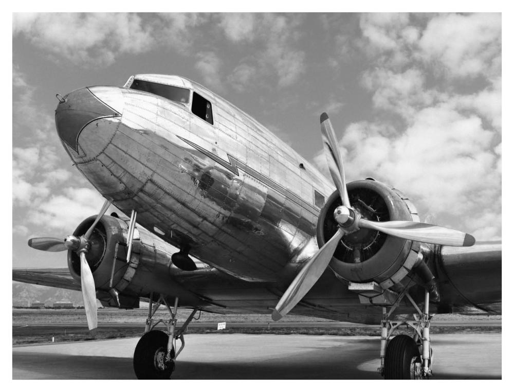 DC-3 in air field, Arizona-Paper Art-42"x32"