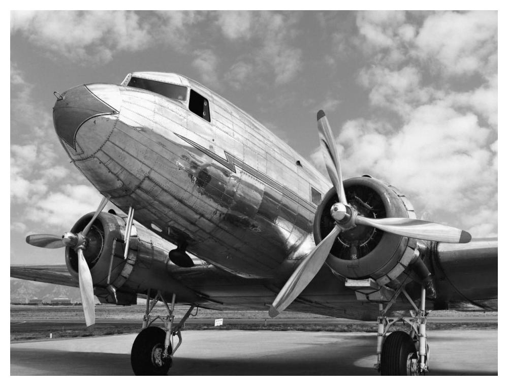 DC-3 in air field, Arizona-Paper Art-50"x38"