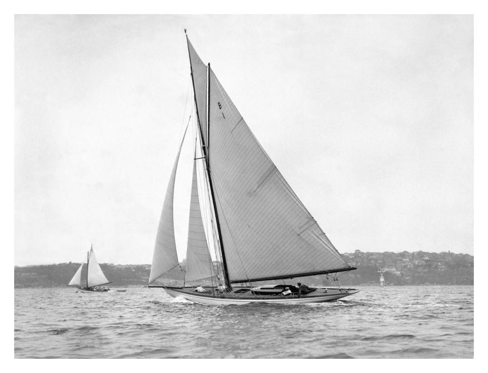 Victorian sloop on Sydney Harbour, 1930-Paper Art-18"x14"