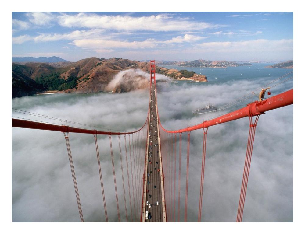 Painter on the Golden Gate Bridge, San Francisco-Paper Art-26"x20"