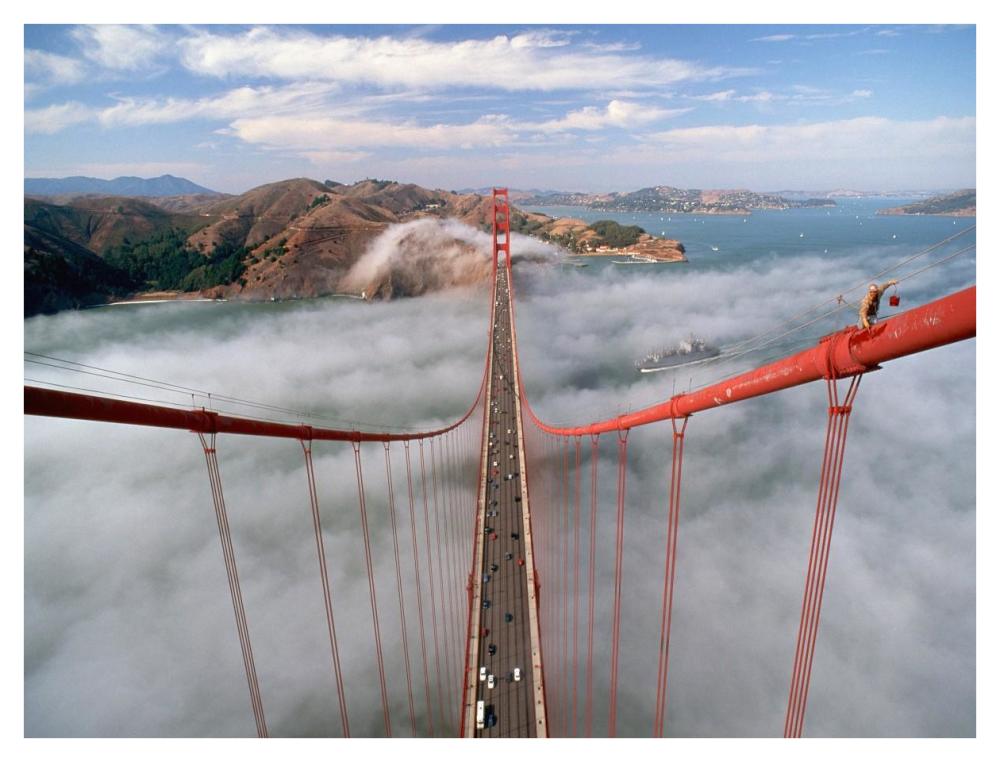 Painter on the Golden Gate Bridge, San Francisco-Paper Art-42"x32"