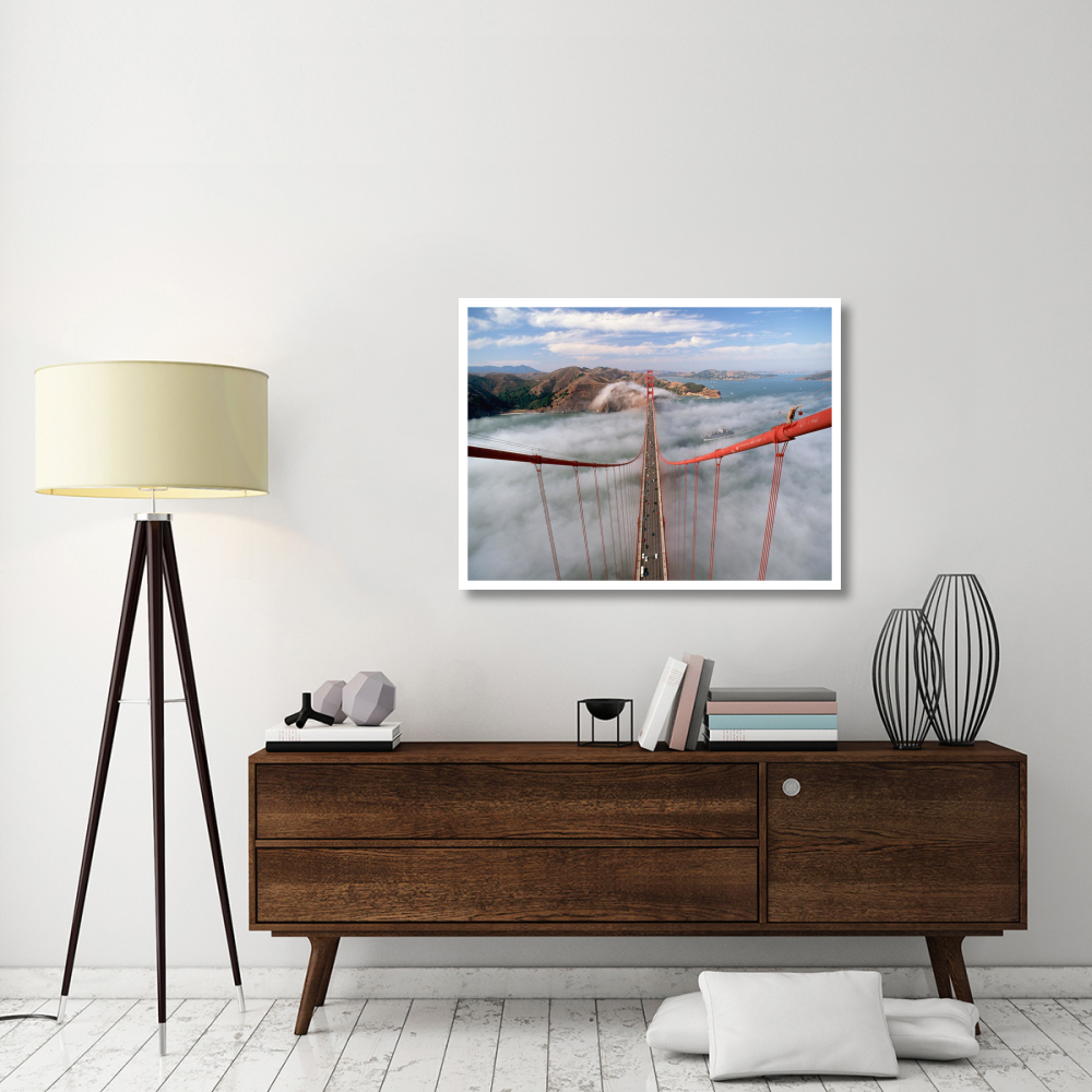 Painter on the Golden Gate Bridge, San Francisco-Paper Art-42&quotx32"