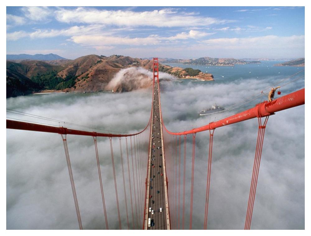 Painter on the Golden Gate Bridge, San Francisco-Paper Art-50"x38"