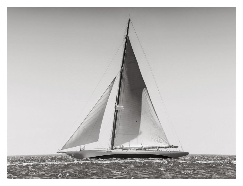 Classic  racing sailboat-Paper Art-18"x14"