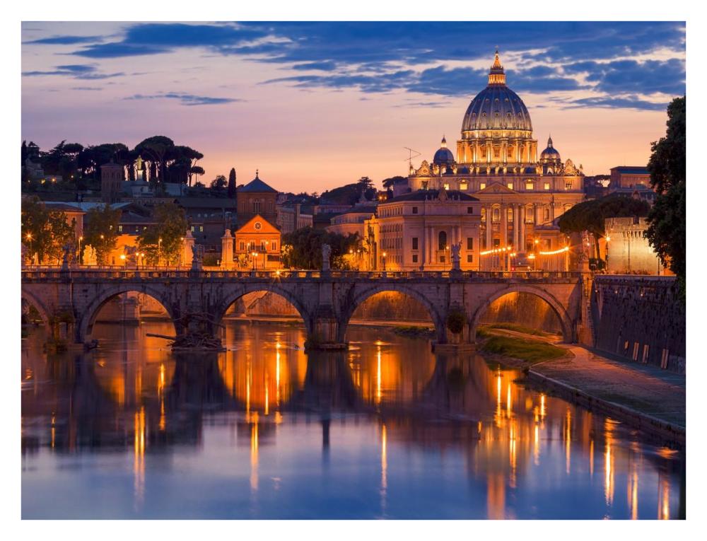 Night view at St. Peter's cathedral, Rome-Paper Art-34"x26"