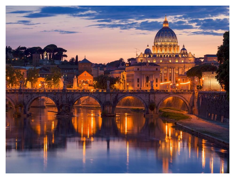 Night view at St. Peter's cathedral, Rome-Paper Art-42"x32"
