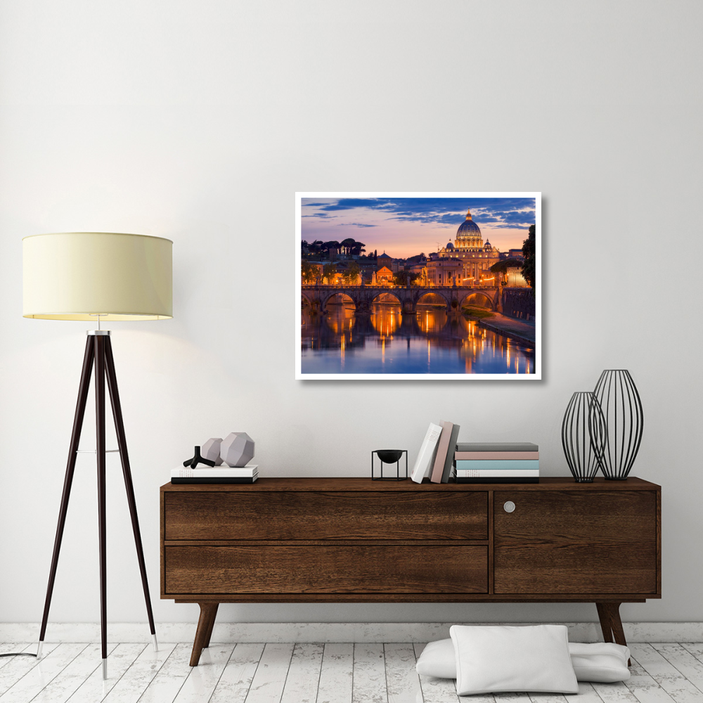 Night view at St. Peter's cathedral, Rome-Paper Art-42&quotx32"
