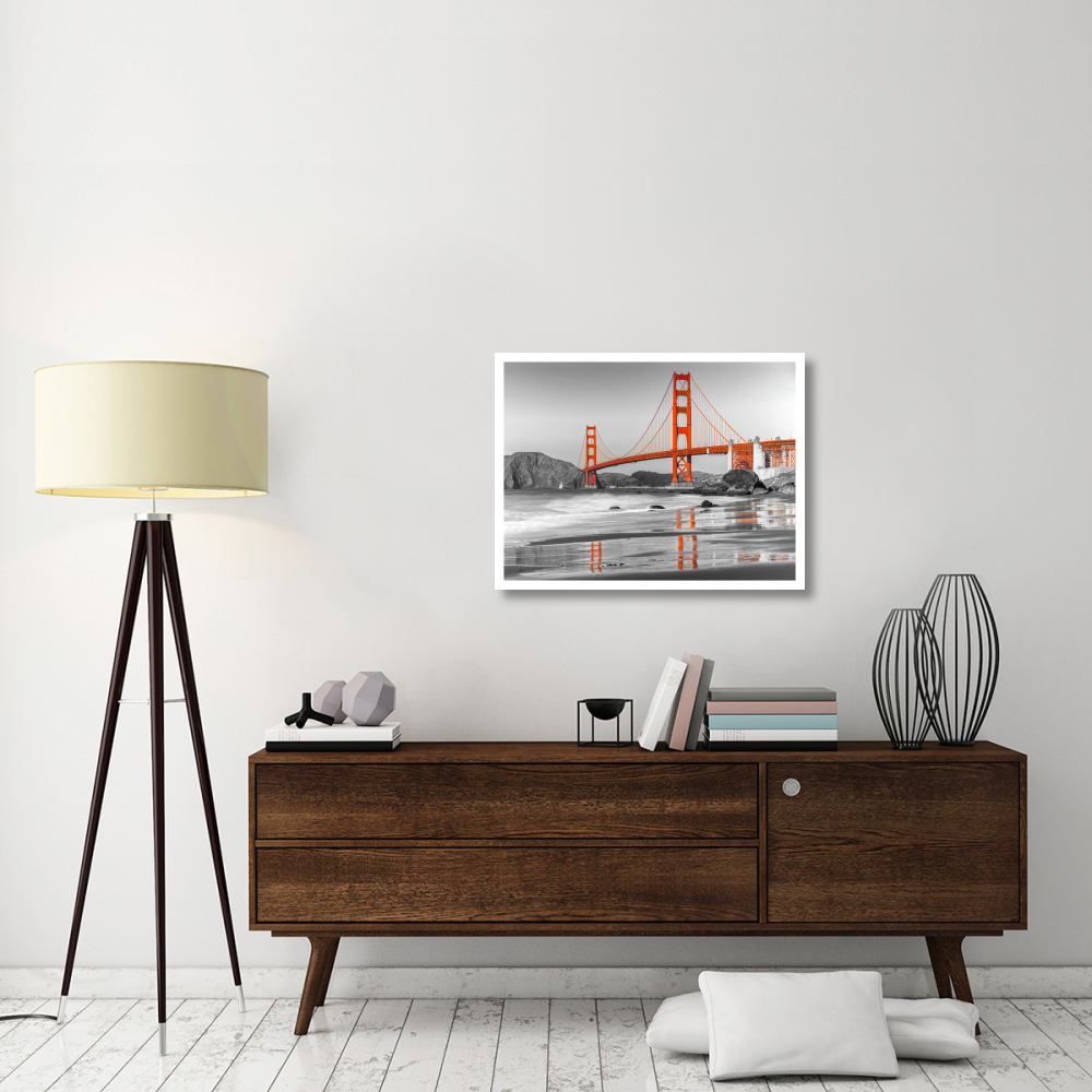 Baker beach and Golden Gate Bridge, San Francisco-Paper Art-34&quotx26"