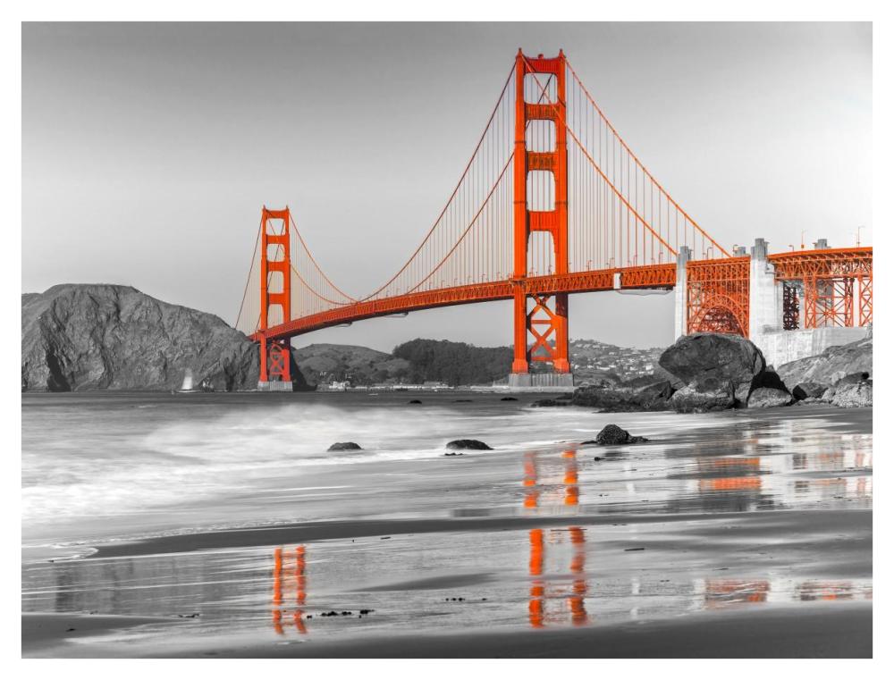 Baker beach and Golden Gate Bridge, San Francisco-Paper Art-42"x32"