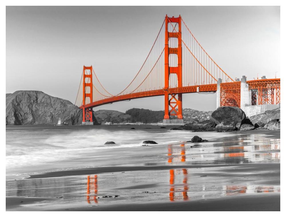 Baker beach and Golden Gate Bridge, San Francisco-Paper Art-50"x38"