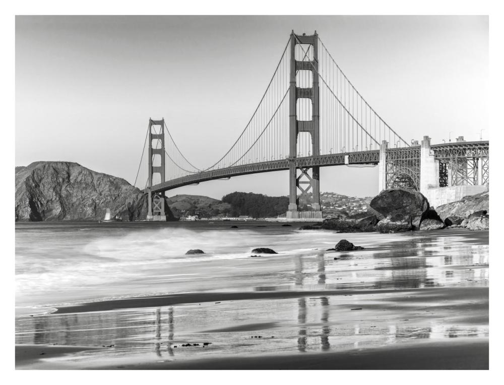 Baker beach and Golden Gate Bridge, San Francisco-Paper Art-34"x26"