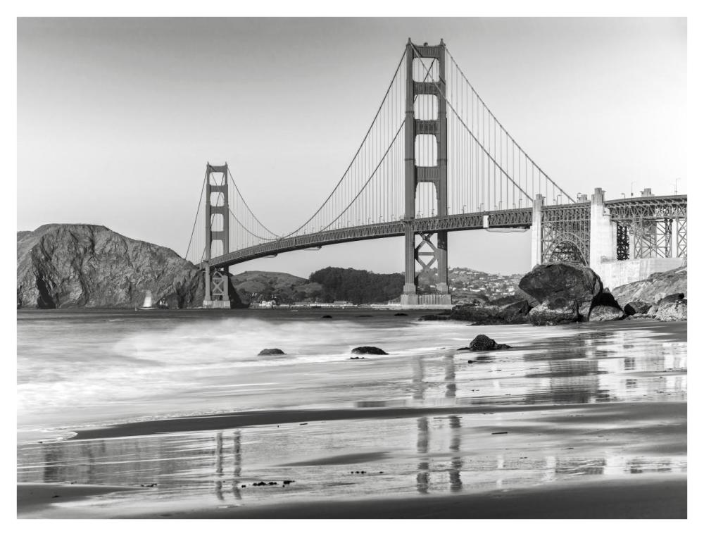 Baker beach and Golden Gate Bridge, San Francisco-Paper Art-42"x32"