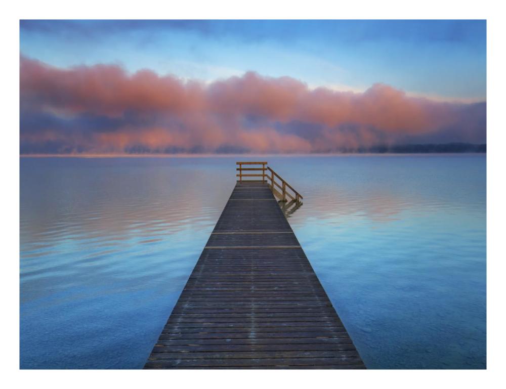 Boat ramp and fog bench, Bavaria, Germany-Paper Art-26"x20"