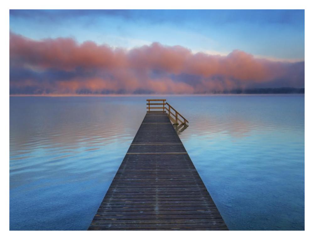Boat ramp and fog bench, Bavaria, Germany-Paper Art-34"x26"