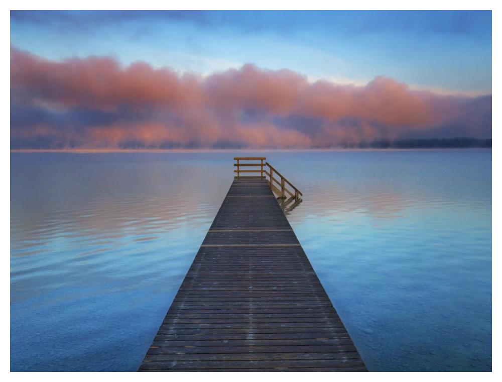 Boat ramp and fog bench, Bavaria, Germany-Paper Art-50"x38"