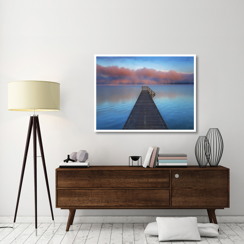 Boat ramp and fog bench, Bavaria, Germany-Paper Art-50&quotx38"