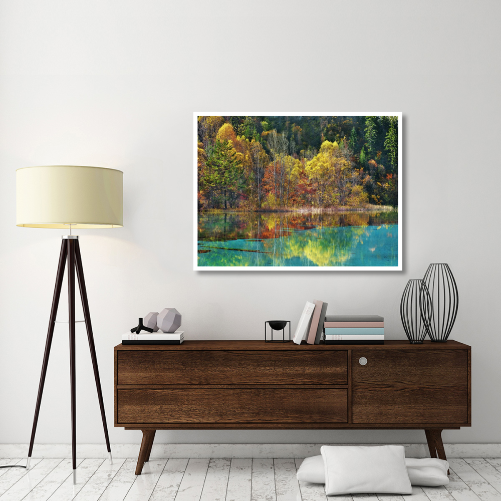 Forest in autumn colours, Sichuan, China-Paper Art-50&quotx38"