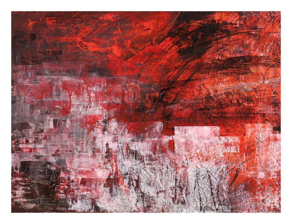 Rosso tramonto-Paper Art-26"x20"