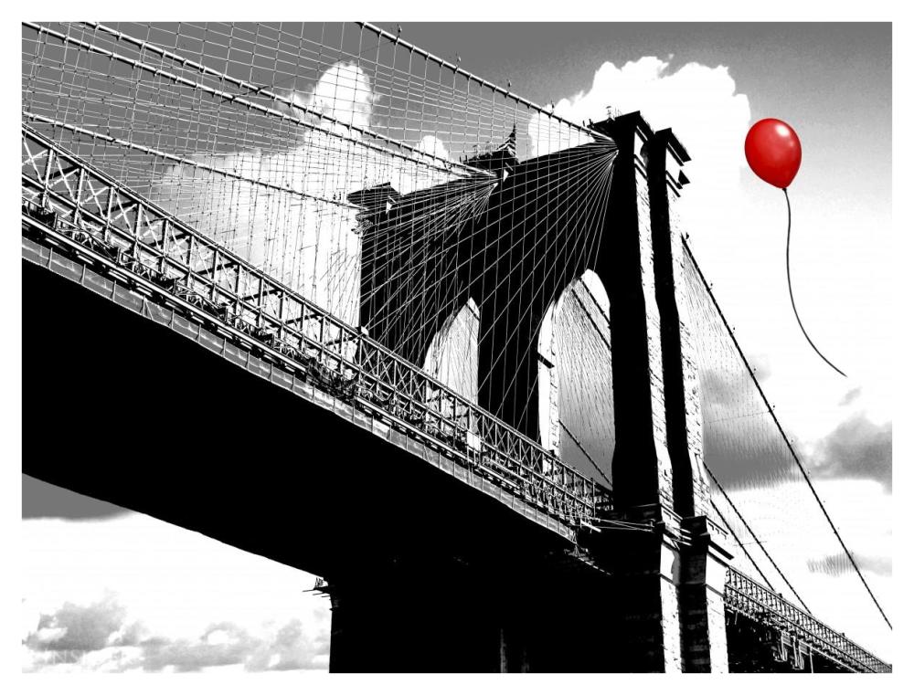 Balloon over Brooklyn Bridge-Paper Art-42"x32"