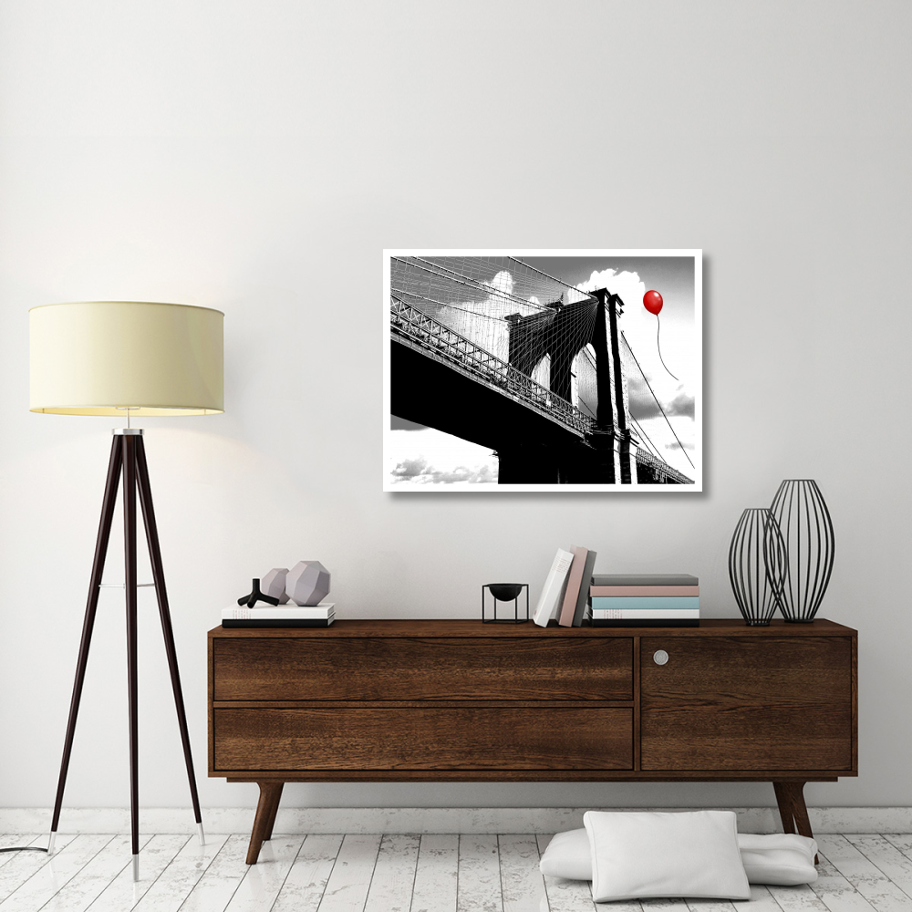 Balloon over Brooklyn Bridge-Paper Art-42&quotx32"