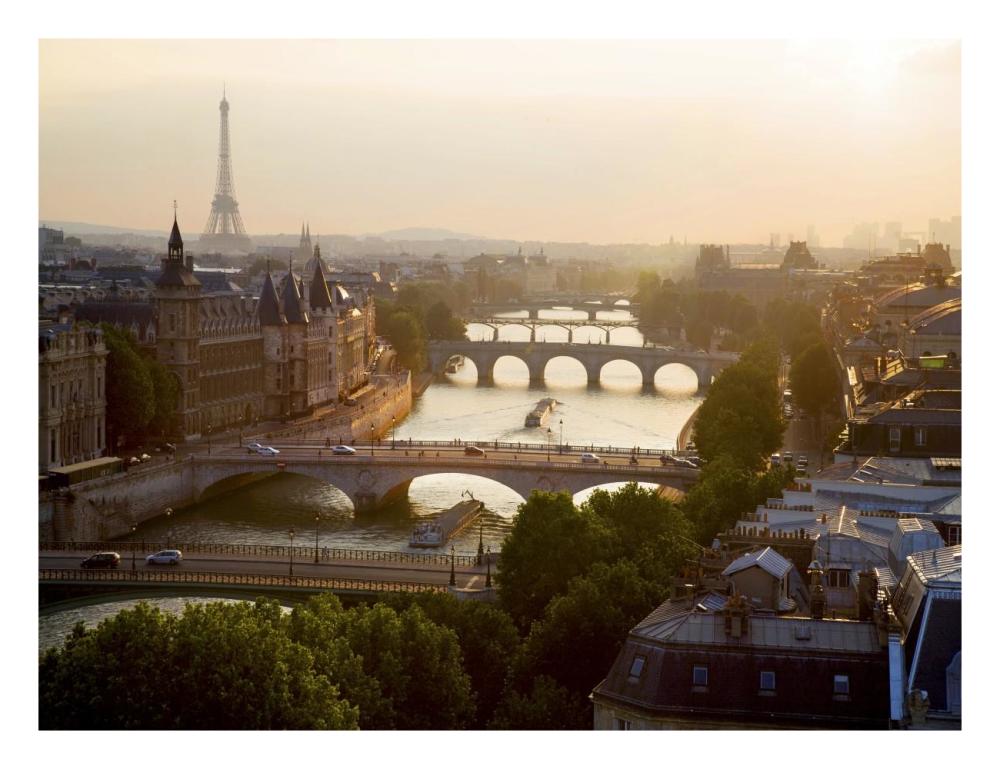 Bridges over the Seine river, Paris-Paper Art-26"x20"