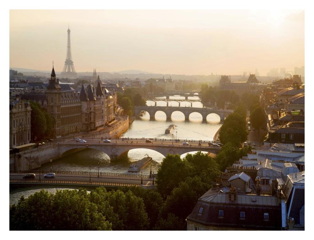 Bridges over the Seine river, Paris-Paper Art-34"x26"