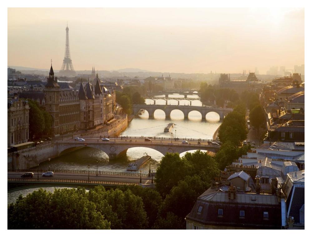 Bridges over the Seine river, Paris-Paper Art-42"x32"