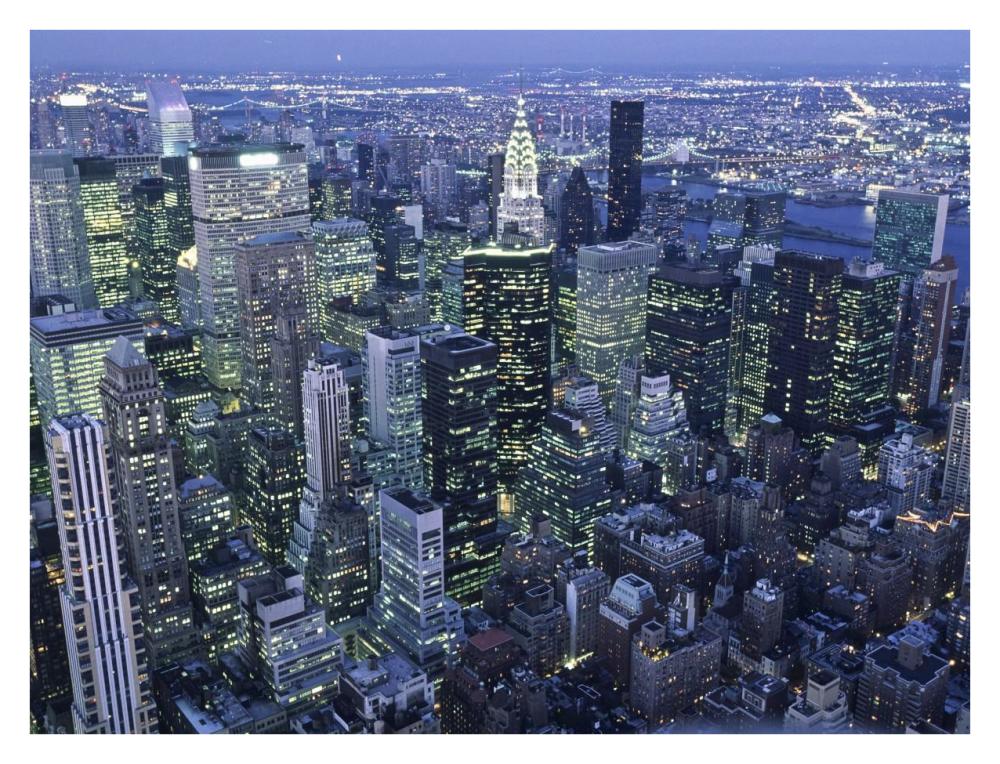 Manhattan skyline at dusk, NYC-Paper Art-34"x26"