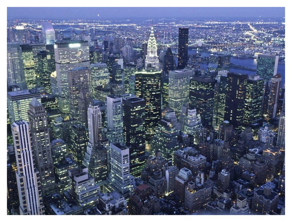 Manhattan skyline at dusk, NYC-Paper Art-42"x32"