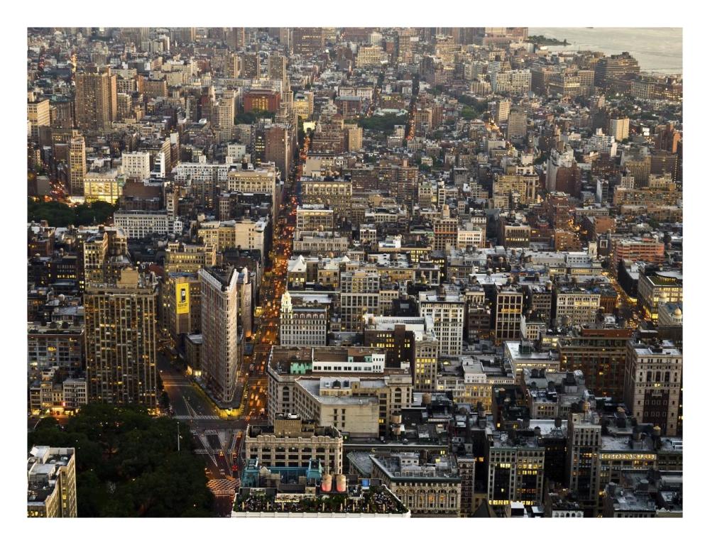 Aerial view of Manhattan, NYC-Paper Art-26"x20"