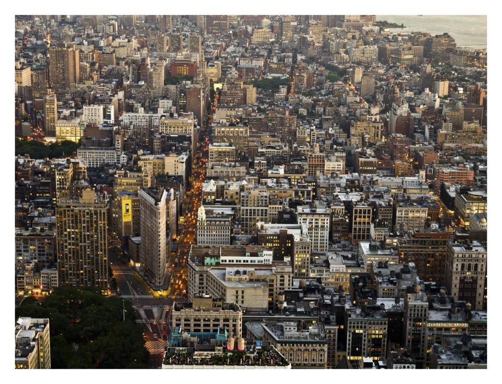 Aerial view of Manhattan, NYC-Paper Art-34"x26"