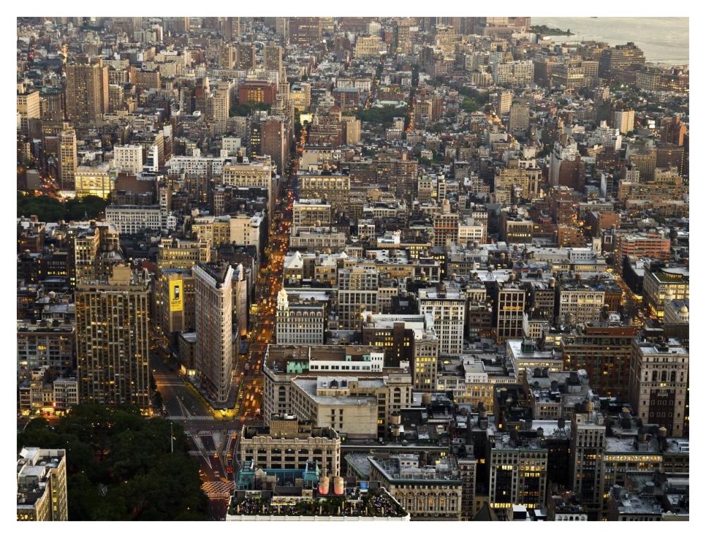 Aerial view of Manhattan, NYC-Paper Art-42"x32"