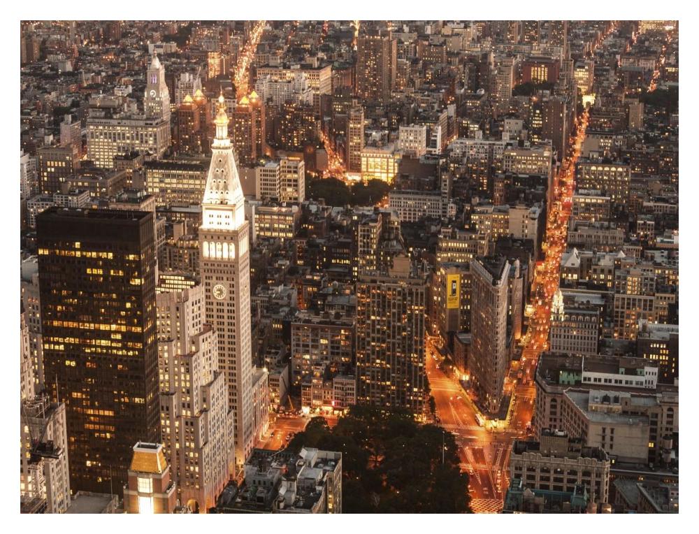 Aerial view of Manhattan with Flatiron Building, NYC-Paper Art-18"x14"