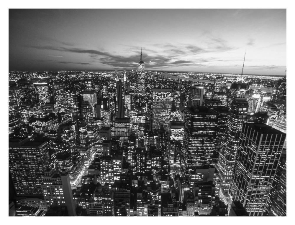 Manhattan Skyline with the Empire State Building, NYC-Paper Art-18"x14"