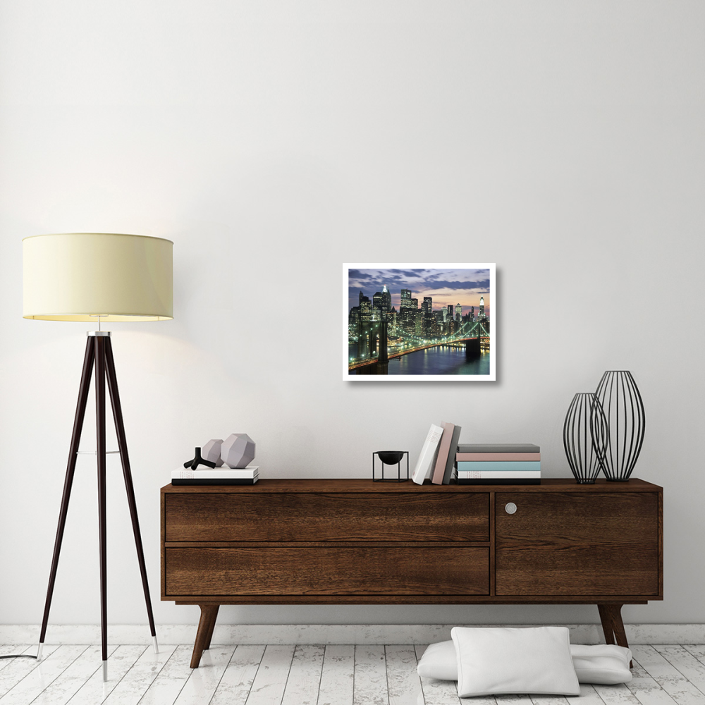 Brookyn bridge and Downtown skyline, NYC-Paper Art-26&quotx20"