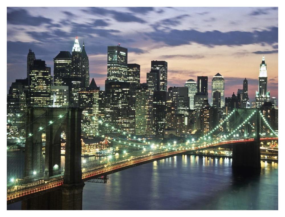 Brookyn bridge and Downtown skyline, NYC-Paper Art-42"x32"