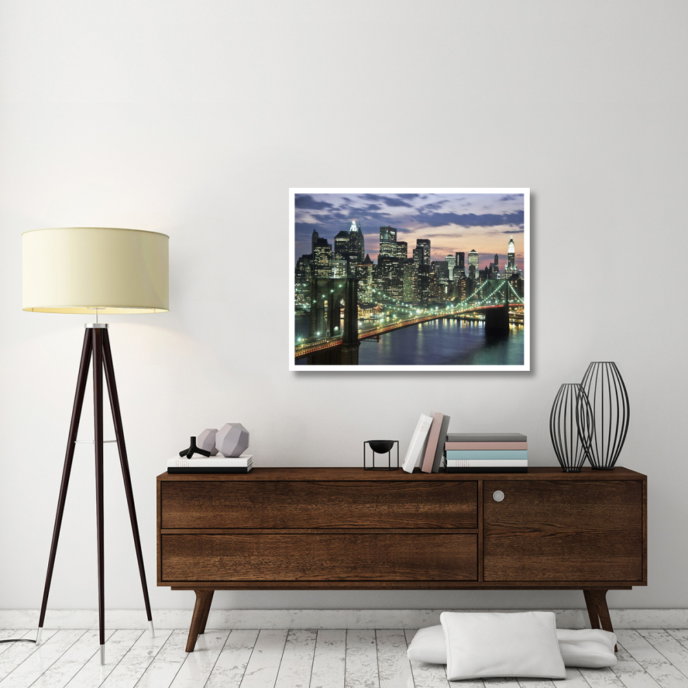 Brookyn bridge and Downtown skyline, NYC-Paper Art-42&quotx32"
