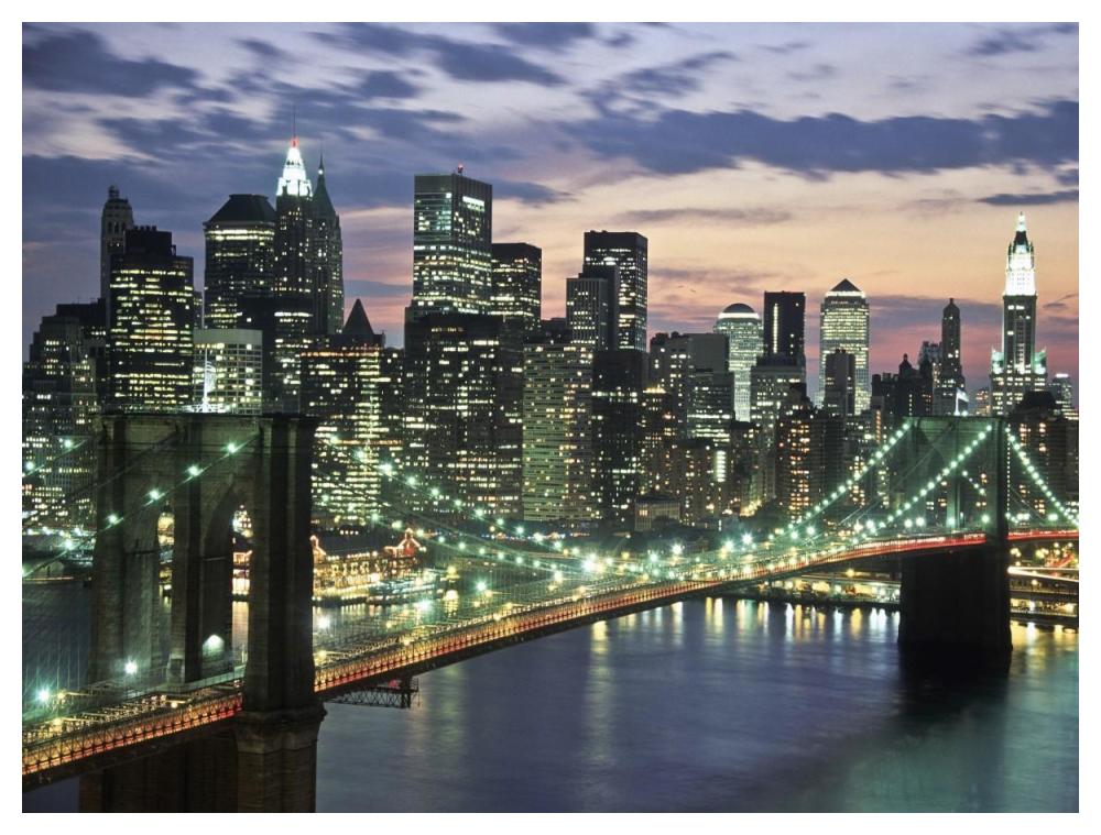 Brookyn bridge and Downtown skyline, NYC-Paper Art-50"x38"