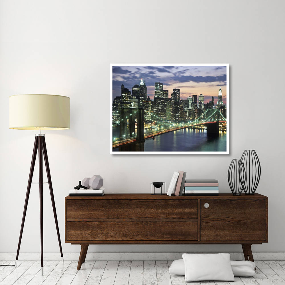 Brookyn bridge and Downtown skyline, NYC-Paper Art-50&quotx38"