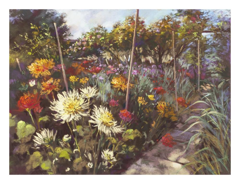 Dusk in the Walled Garden-Paper Art-26"x20"