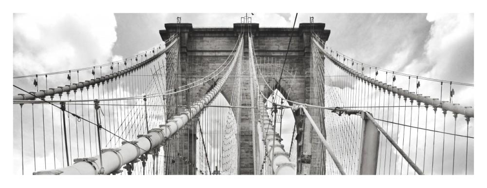 Morning on Brooklyn Bridge, NYC-Paper Art-38"x14.6"