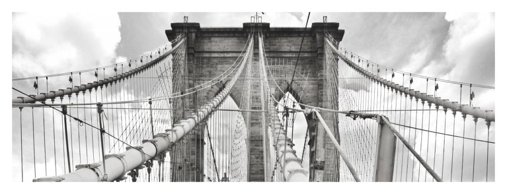 Morning on Brooklyn Bridge, NYC-Paper Art-42"x16"